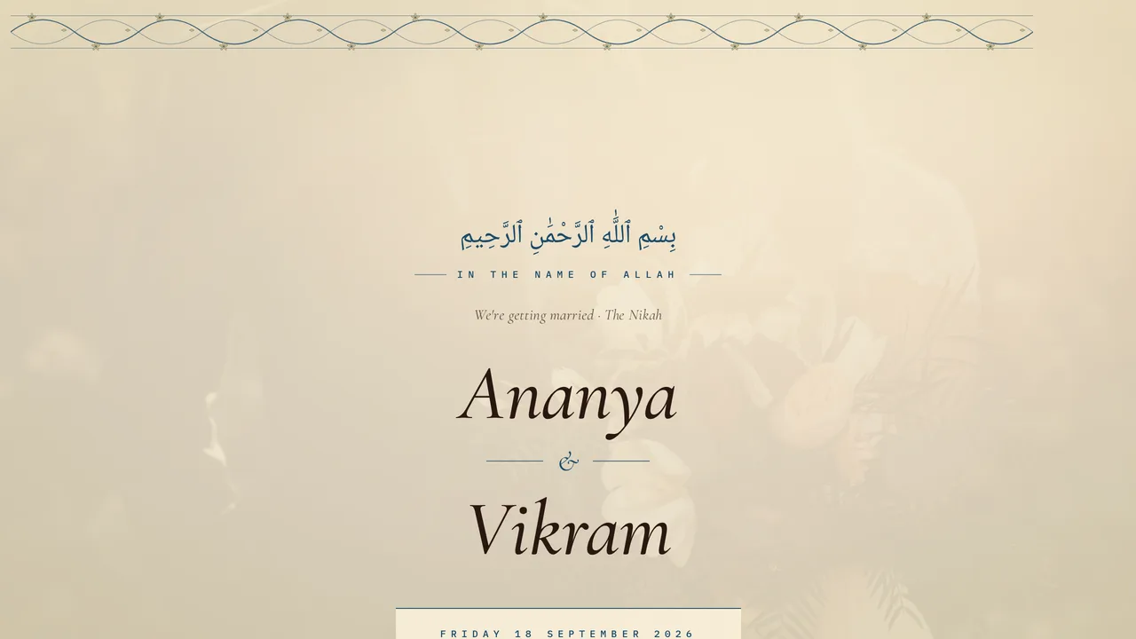 Arabesque — wedding template hero preview