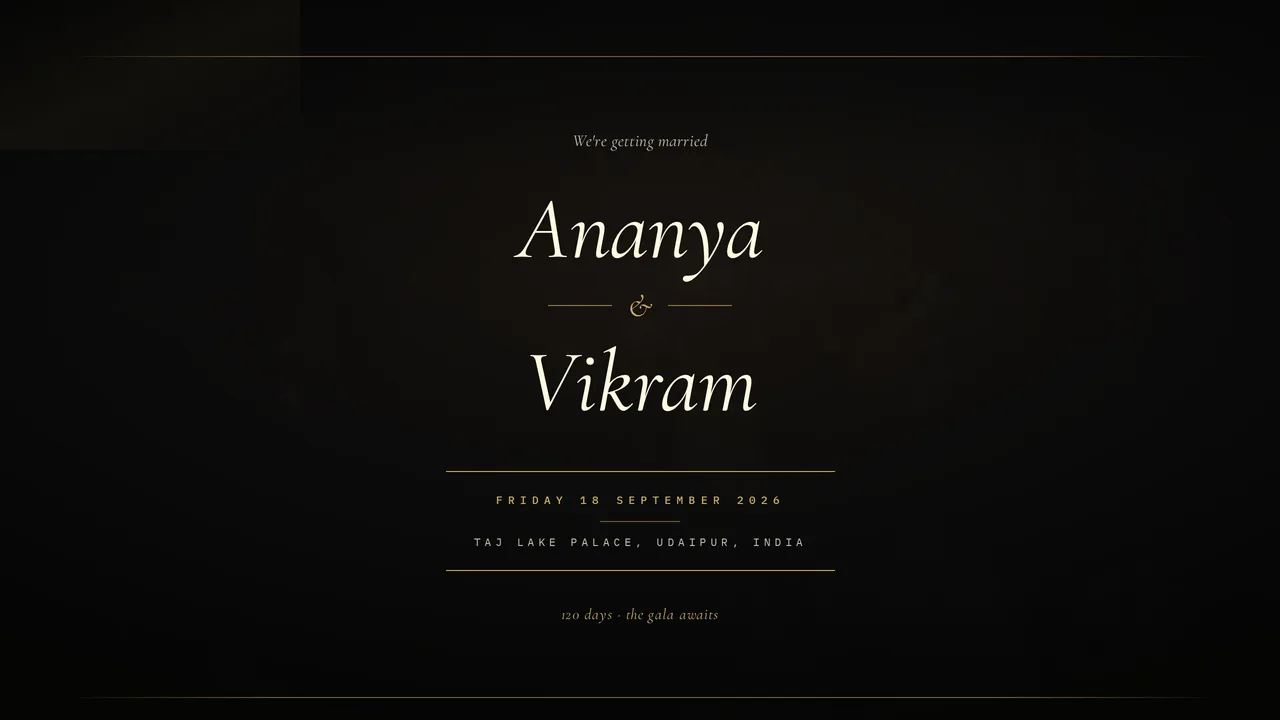 Black Tie Gala — wedding template hero preview