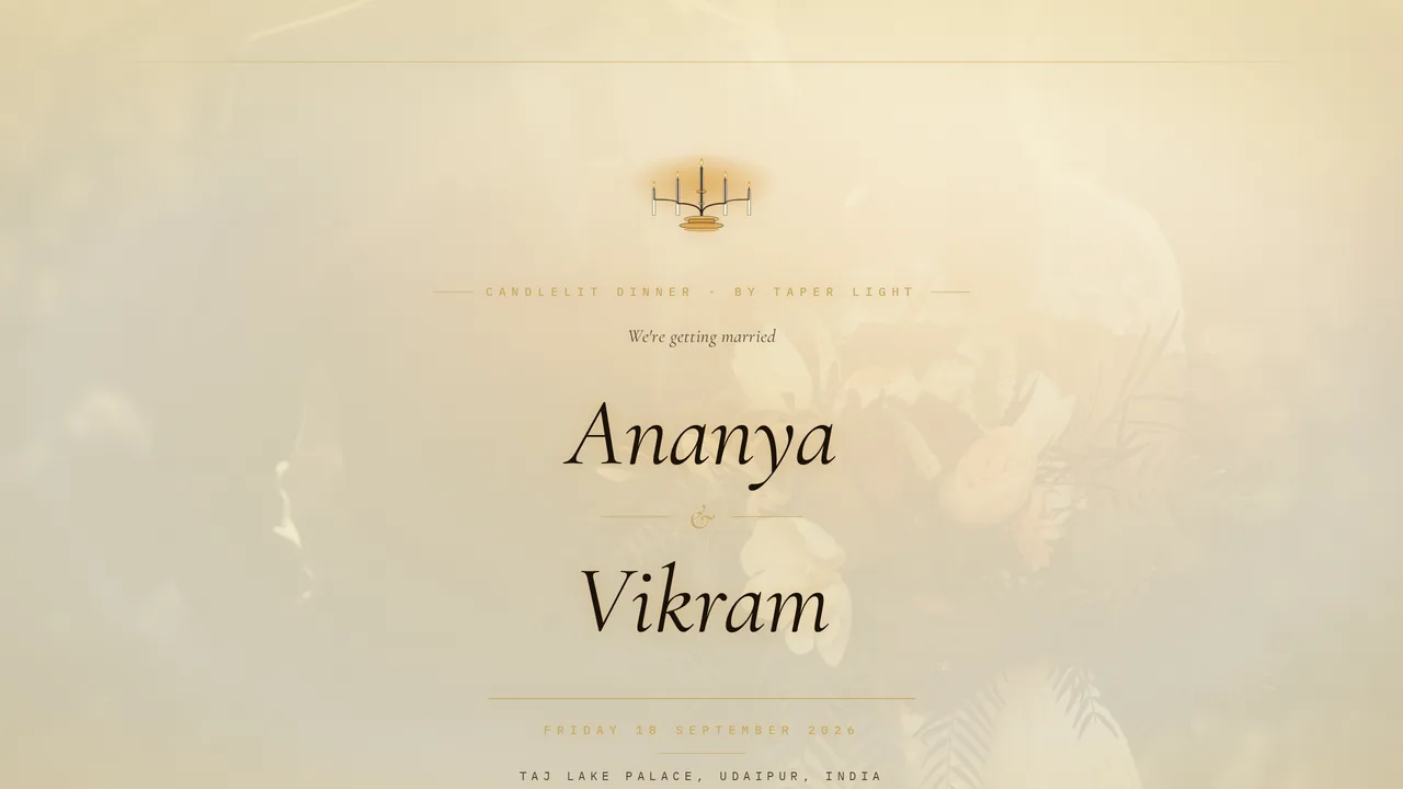 Candle Flicker — wedding template hero preview