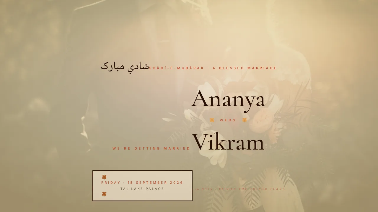 Chinar Leaves — wedding template hero preview