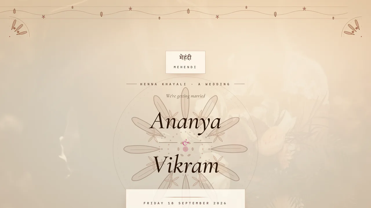 Henna Khayali — wedding template hero preview