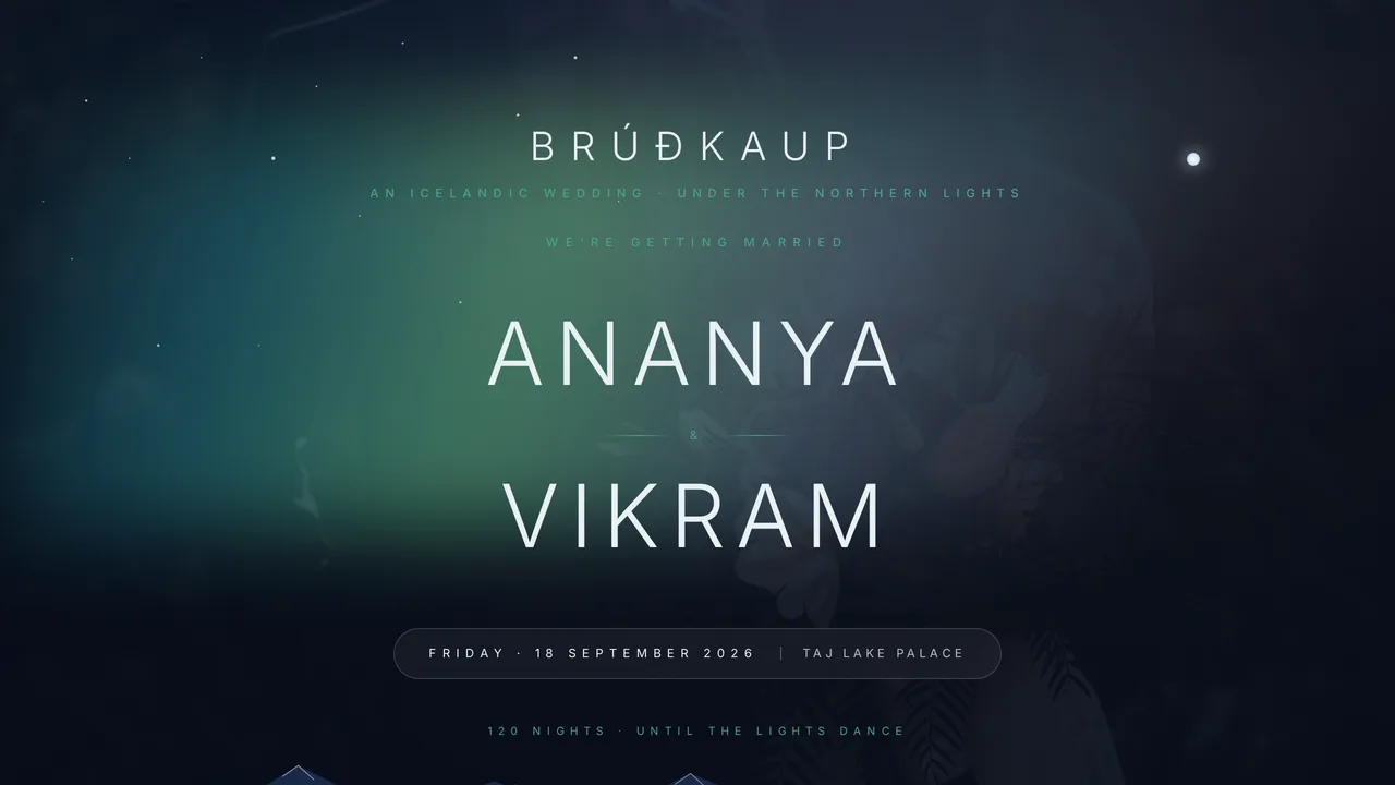 Icelandic Aurora — wedding template hero preview