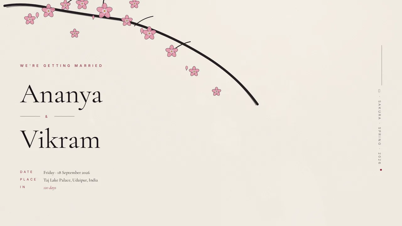 Japanese Sakura — wedding template hero preview