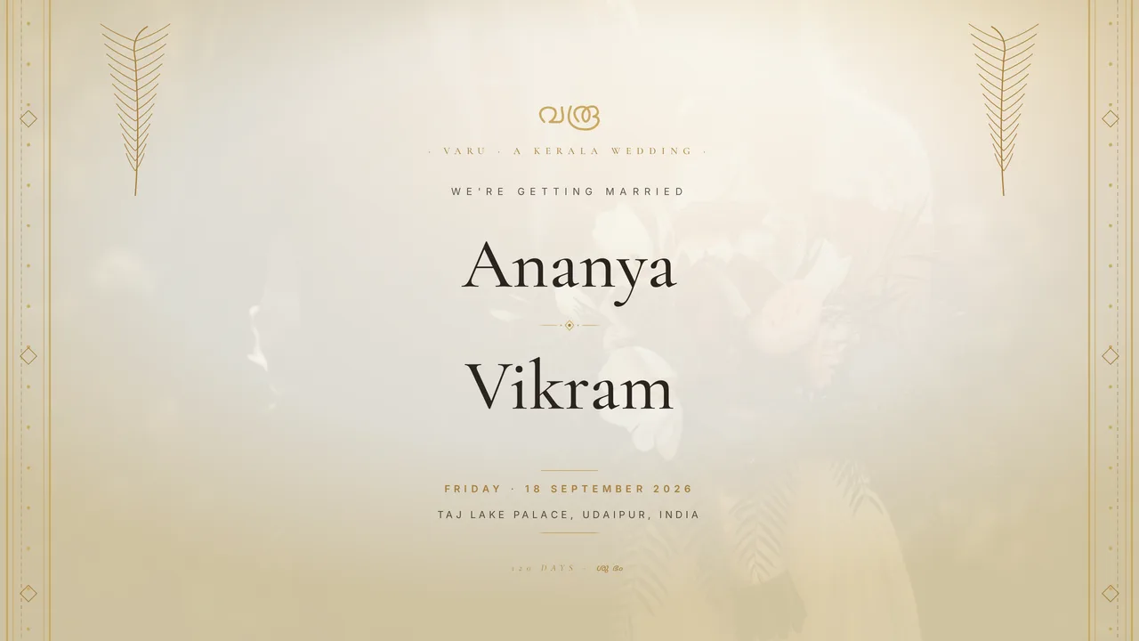 Kasavu Mundu — wedding template hero preview