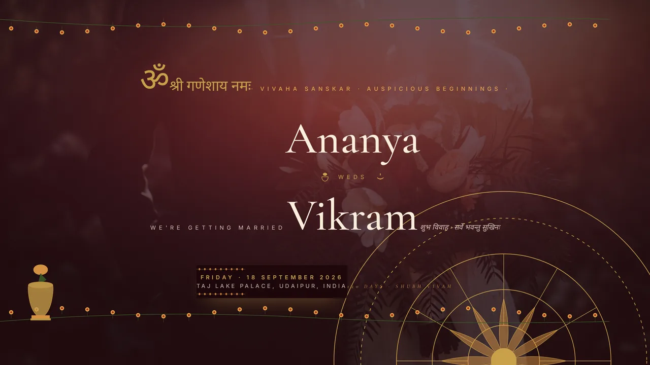 Maroon & Gold — wedding template hero preview