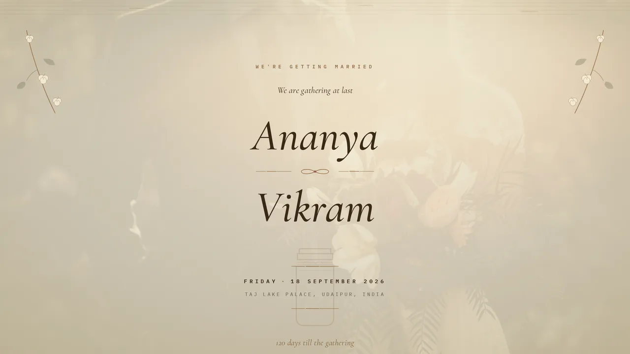 Rustic Heirloom — wedding template hero preview