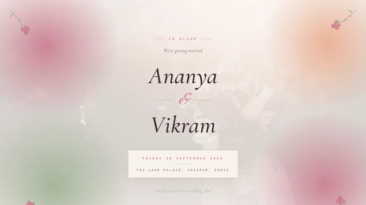 Watercolor Bloom — wedding template hero preview